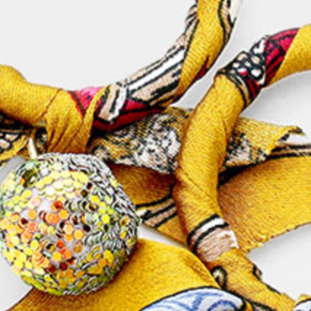 Ellison Scarf Boho Gypsy Glitter Ball Earrings Gol - Picture 5 of 5